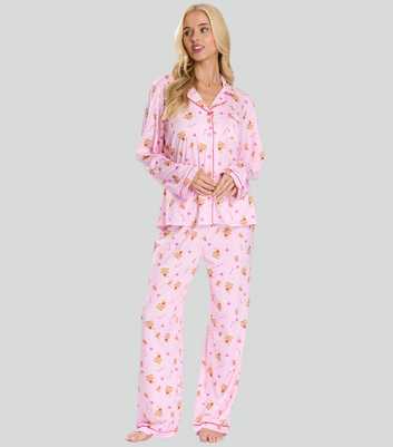 Loungeable Pink Gingerbread Print Pyjama Set