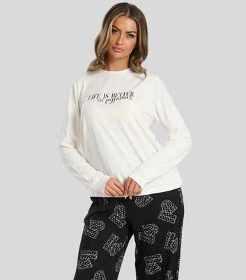 Loungeable Off White Life Is Better In PJs Pyjama Set