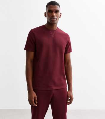 Burgundy Regular Waffle Texture Lounge T-Shirt