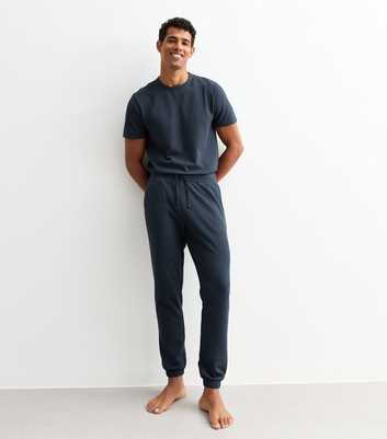 Navy Regular Waffle Texture Lounge Joggers