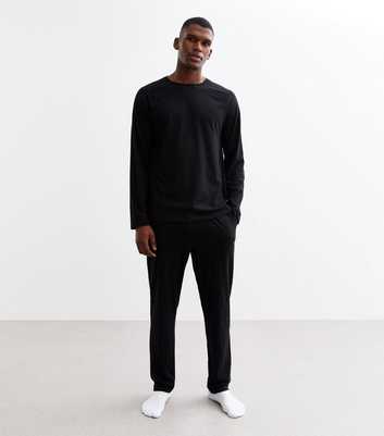 Black Regular Fit Jersey Long Sleeve T-Shirt And Joggers Pyjama Set