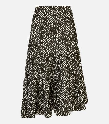 Mela Black Dalmatian Print Midi Skirt New Look