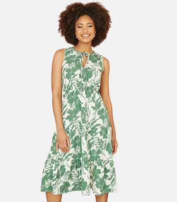 Mela Green Floral Sleeveless Midi Dress