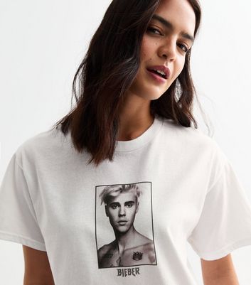 White Justin Bieber Oversized T Shirt New Look