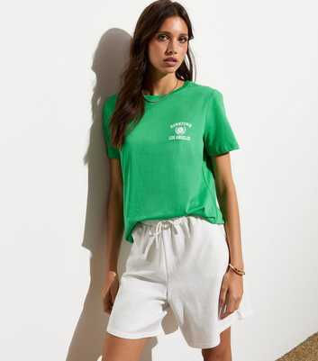 Green Los Angeles-Print Cotton T-Shirt 