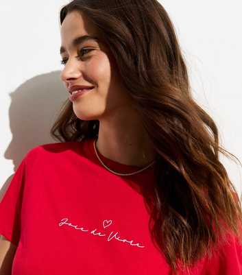 Red Joie De Vivre Cotton T-Shirt 