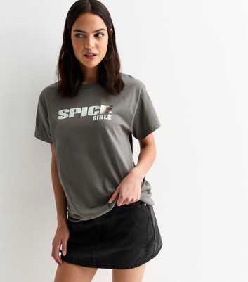 Grey Spice Girls Print Cotton T-Shirt