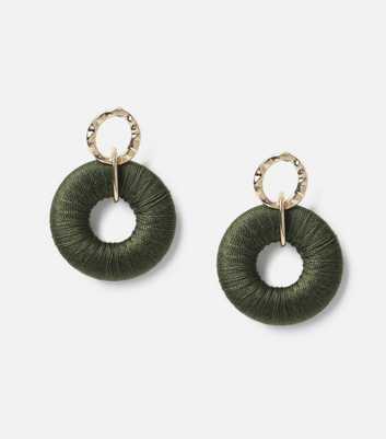 Muse Green Cotton Thread Wrapped Hoop Earrings