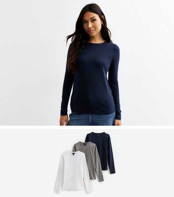 Multicolour 3 Pack of Long Sleeve Crew Neck Tops 