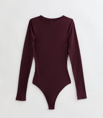 Tall Burgundy Crew Neck Ribbed Jersey Bodysuit New Look