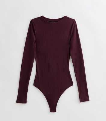 Tall Burgundy Crew Neck Ribbed Jersey Bodysuit