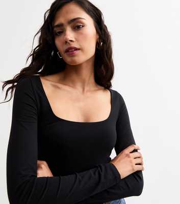 Tall Black Scoop Neck Bodysuit 