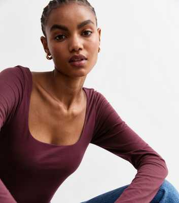 Tall Burgundy Scoop Neck Bodysuit 