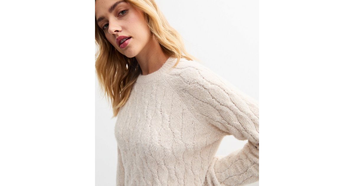 Cream Cable Knit Roll Neck Jumper - Laraina
