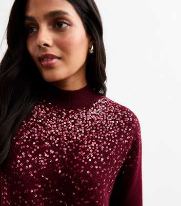 Burgundy Sequinned Knit Tunic Jumper