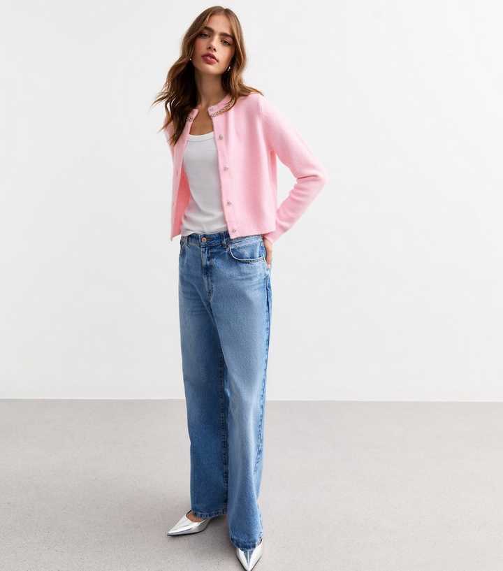 Anaïs pink ribbed-knit cardigan & skirt matching set - S / Pink / Cardigan