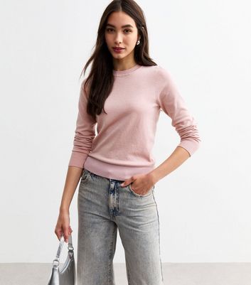 Pink Crew Neck Sparkle Jumper New Look