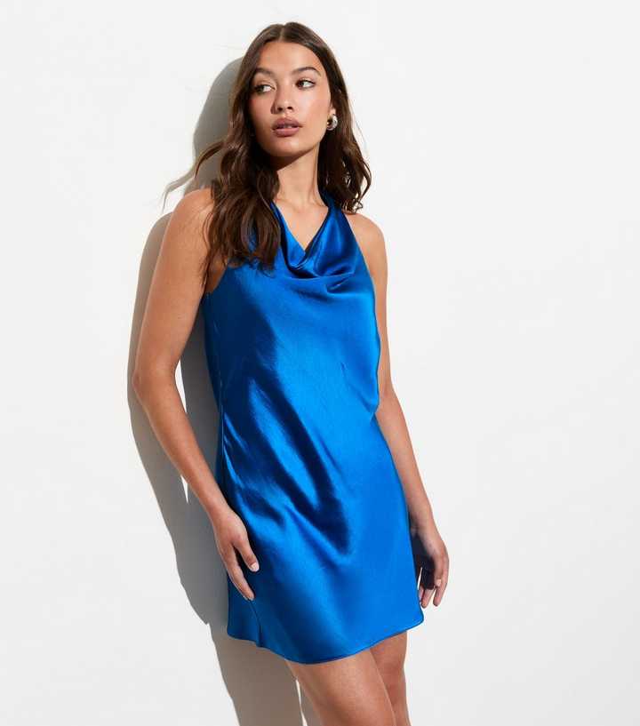 blue cross front dress What's The Ruche Cowl Neck Mini Dress main image 0