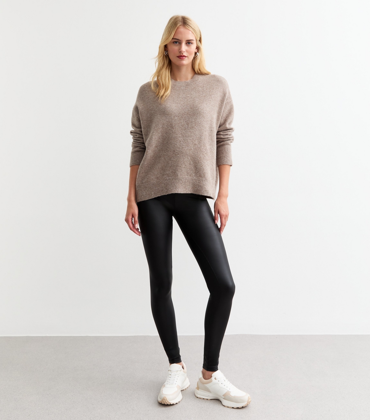 Women's Tall Black Wet Look Leggings New Look