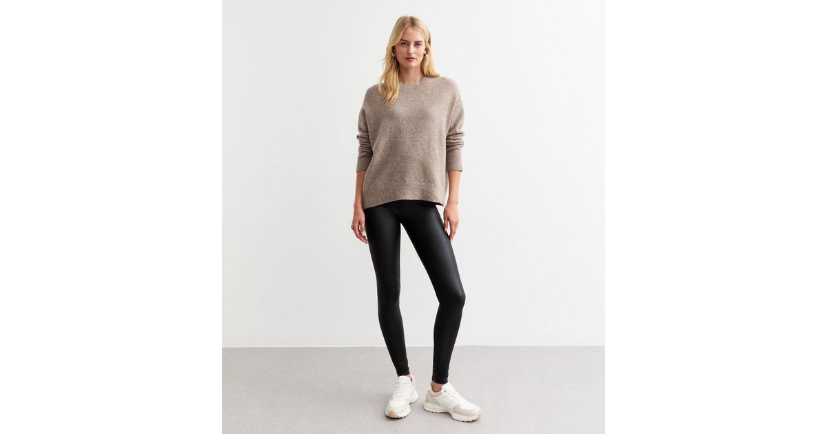 Black wet look leggings with 2-way zip - Temptation's Throne