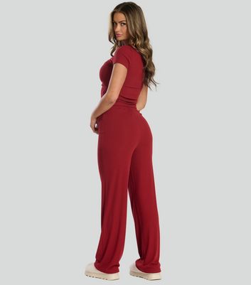 Loungeable Red Rib Pyjama Set New Look