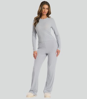 Loungeable Grey Rib Pyjama Set New Look