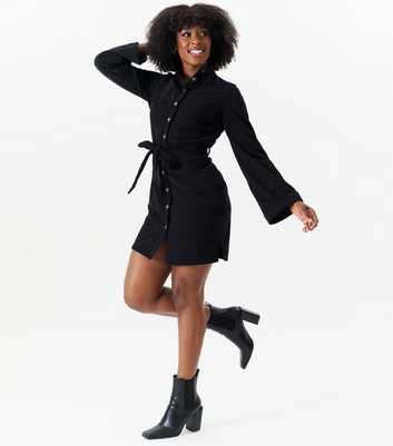 Gini London Black Corduroy Shirt Dress