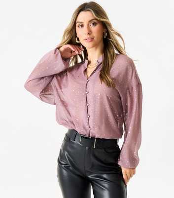 Gini London Mink Star Print Chiffon Blouse