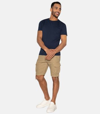 Men's Threadbare Stone Cotton Cargo Shorts New Look