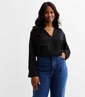 Curves Black Crepe Shirt