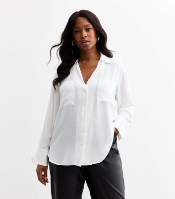 Curves White Crepe Shirt New Look