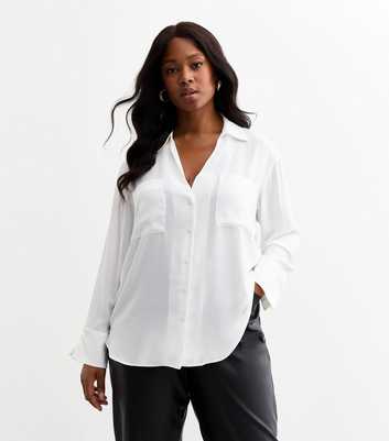 Curves White Crepe Shirt