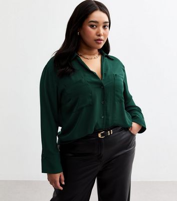 Hotsell Poleci Dark Green Silk Top size 4