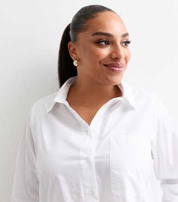 Curves White Cotton Poplin Shirt