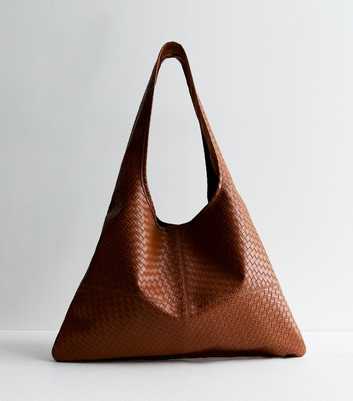 Public Desire Brown Woven Leather Look Hobo Tote bag 