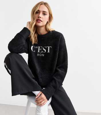 Black C'est Bon Fluffy Jumper