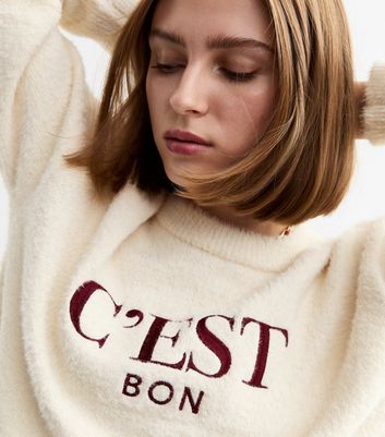 Off White C est Bon Fluffy Jumper New Look