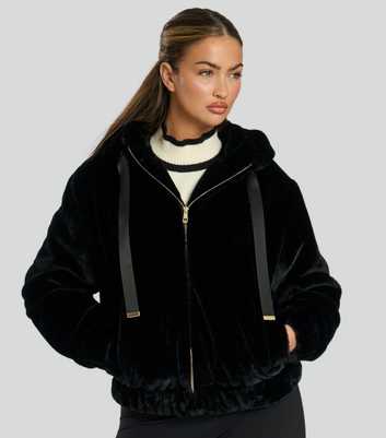 South Beach Black Faux Fur Jacket