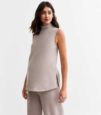 Maternity Mink High Neck Sleeveless Top 