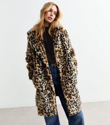 New look leopard coat best sale