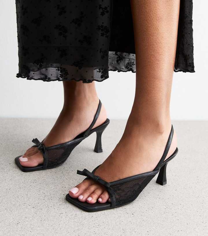 Open Toe Trending Black Heels Public Desire Tosca Black Square Toe - Main Image