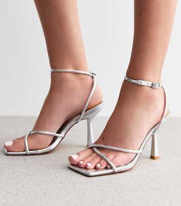 Public Desire Bree Silver Strappy Heeled Sandals