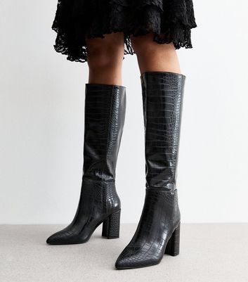 Crocodile knee high boots on sale