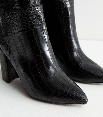 Black croc effect ankle boots online