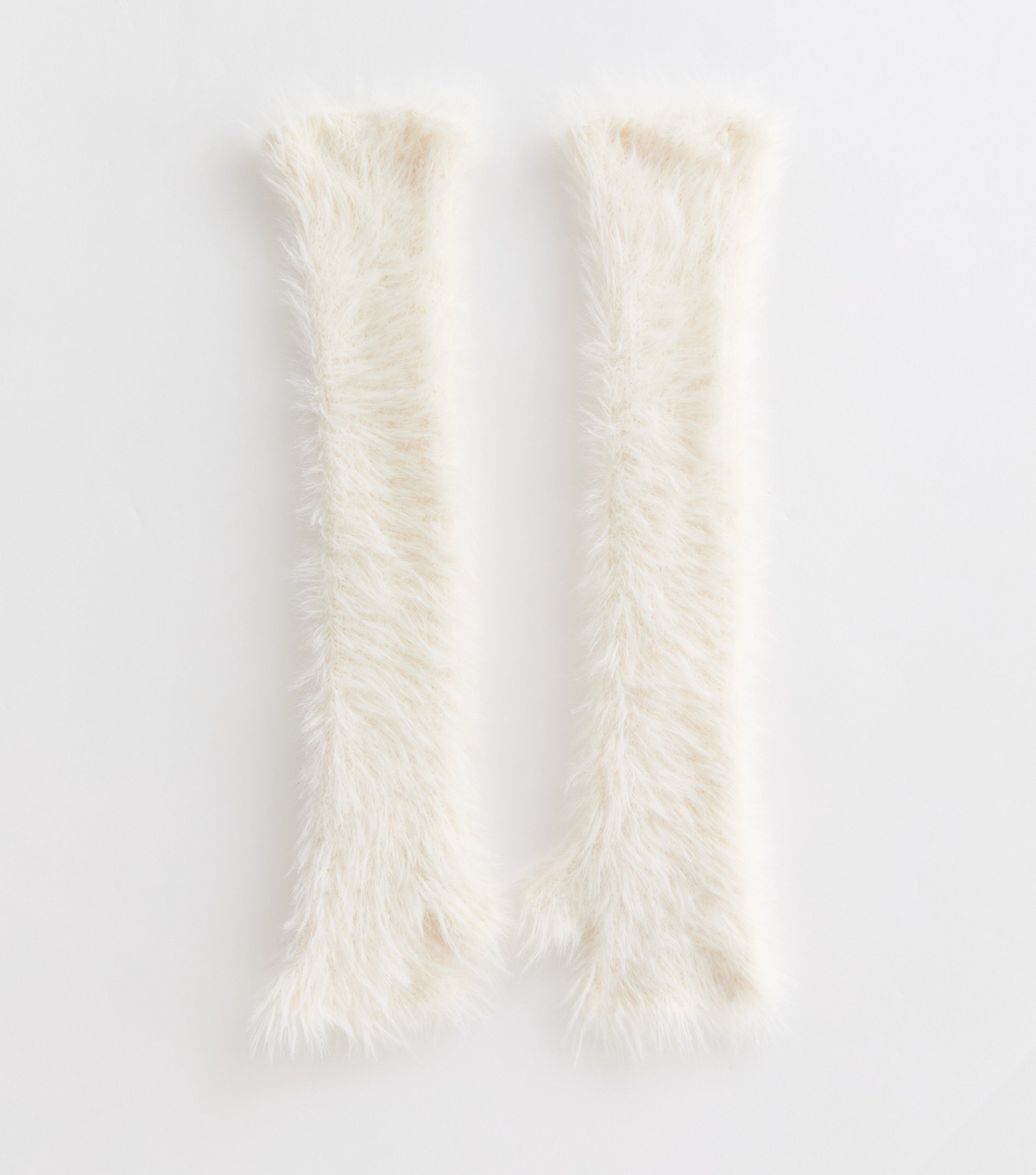 Cream Faux Fur Long Handwarmer New Look