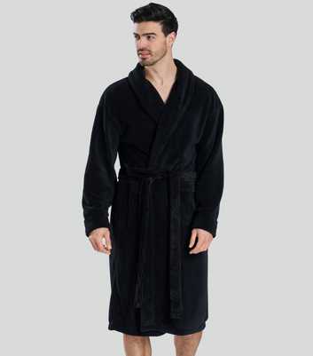 Loungeable Black Fleece Dressing Gown 