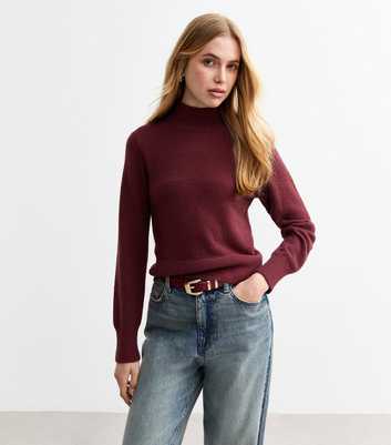 Burgundy High Neck Jumper