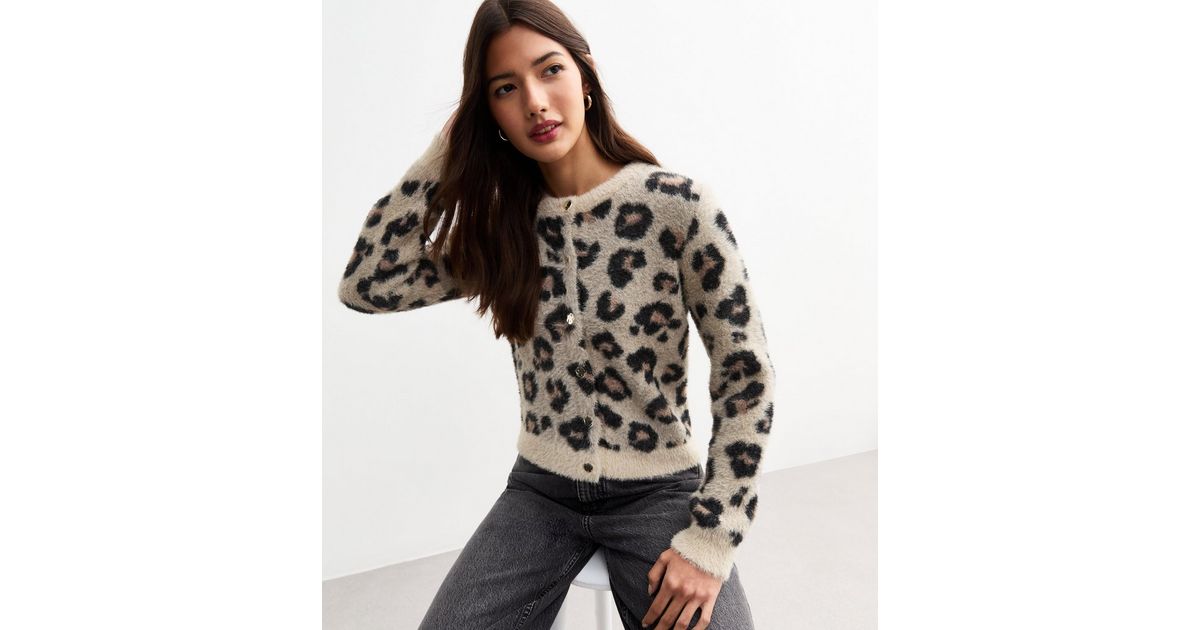Brown Brushed Leopard Pattern Cardigan | New Look