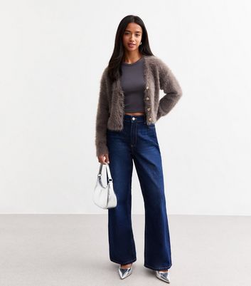 Petite Brown Fluffy Cardigan New Look