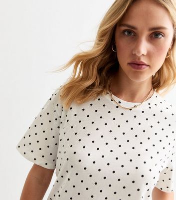 white polka dot t shirt